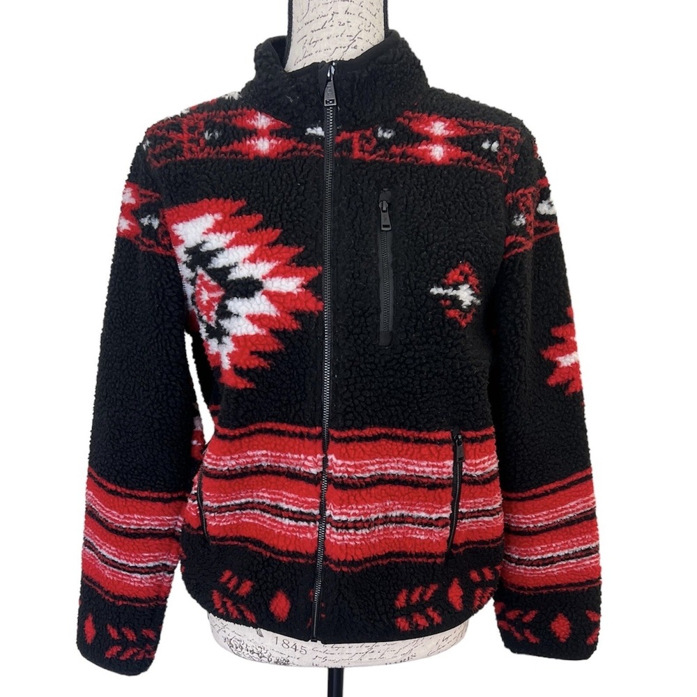 Lauren Ralph Lauren Women's Jacquard Faux-Shearling Southwestern Jacket Small